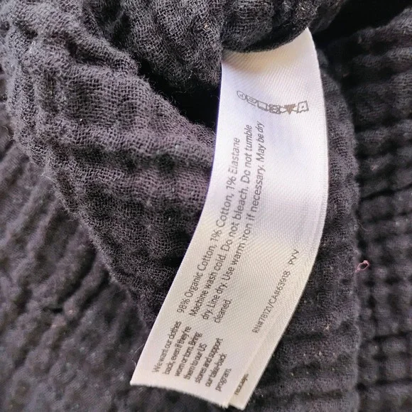 Eileen Fisher Gauzy Organic Cotton Top Womens L/XL Black Green Tan Stripes - Picture 7 of 10